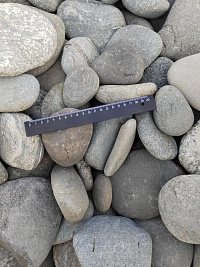 Kamenclub.ru: Галька речная плоская (серо-белая) фр. 70-120 мм. купить в Самаре галька галечник речной серый, белый окатанная плоская  природная галька 9000 руб/т   фото КАМЕНЬ КЛУБ