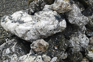 Kamenclub.ru: Черный гранит - кварцит фр. 500-1000 мм.  купить в Самаре гранит кварцит черный серый белый скальный колотый валун 9750 руб/т   фото КАМЕНЬ КЛУБ