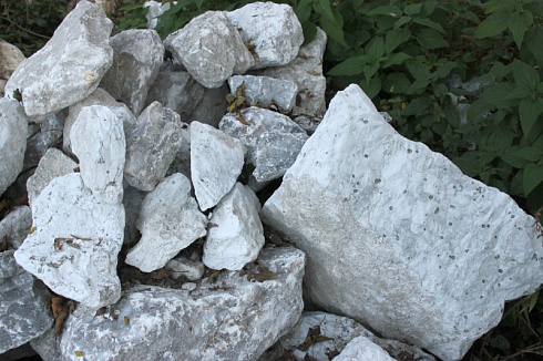 Kamenclub.ru: Мраморизированный известняк фр. 100-500 мм.  купить в Самаре известняк серый белый темно-серый сероватый валун природного образования окатанный 10500 руб/т   фото КАМЕНЬ КЛУБ