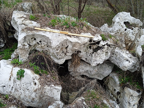 Kamenclub.ru: Выветренный известняк со мхом фр. 100-500 мм.  купить в Самаре известняк серый белый зеленый валун известняковый крупный 10000 руб/т   фото КАМЕНЬ КЛУБ